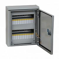 Распределительный шкаф ЩРН, 24 мод., IP54, навесной, сталь, серая дверь, с клеммами |  код. MKM11-N-24-54-Z |  IEK